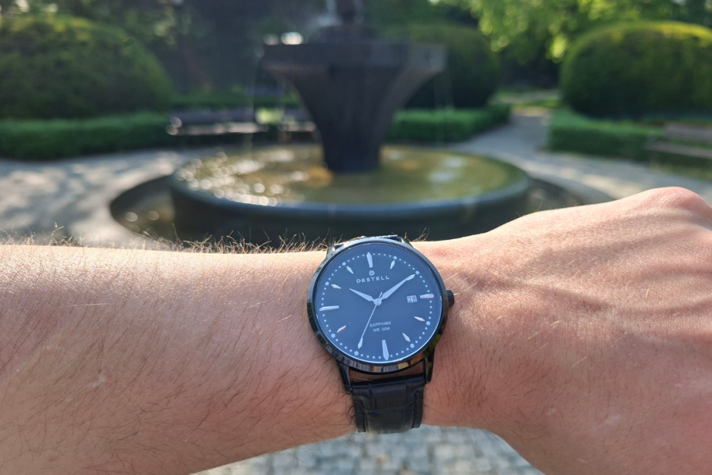 Pánské hodinky DESTELL Pictor Full Black Leather Sapphire