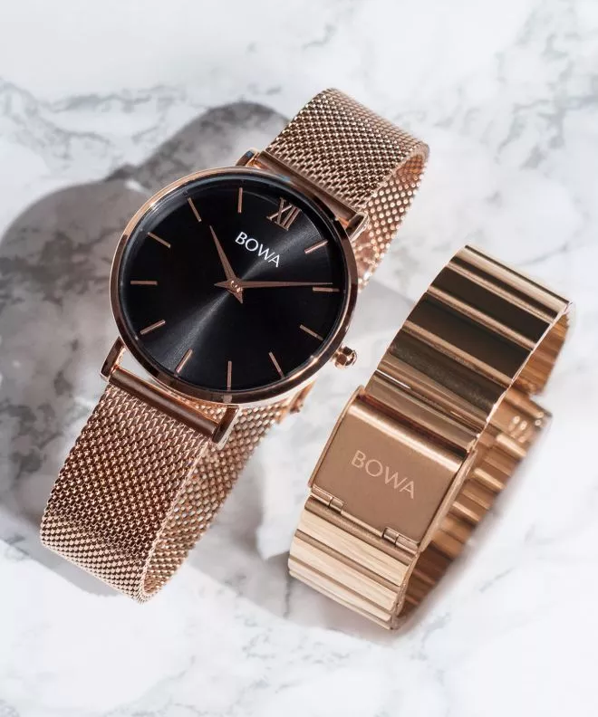 Dámské hodinky BOWA London Black Rose-Gold 33 SET LO337-17-167M