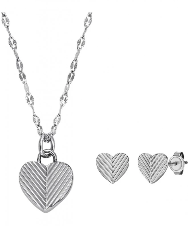 Náhrdelník Fossil Harlow Linear Texture Heart JF04669SET
