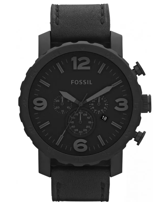 Pánské hodinky Fossil Nate Leather Black JR1354 JR1354
