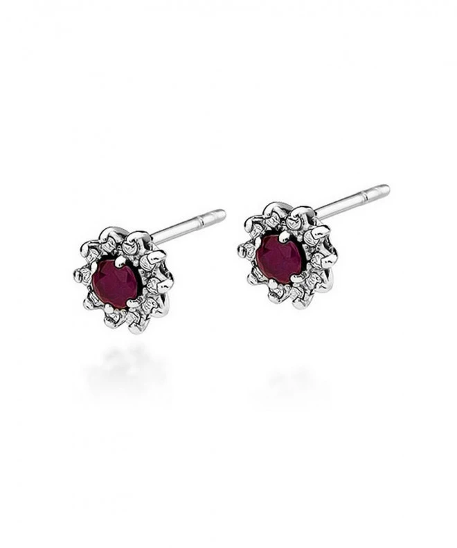 Náušnice Bonore - Bílé Zlato 585 - Rubín 0,15 ct 128825