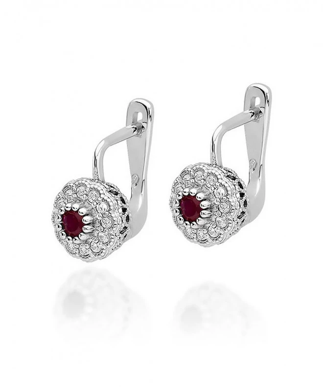 Náušnice Bonore - Bílé Zlato 585 - Rubín 0,15 ct 128827