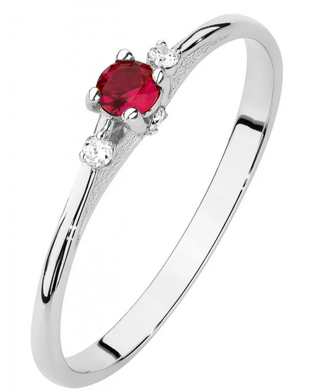 Prsten Bonore - Bílé Zlato 585 - Rubín 0,15 Ct 120338