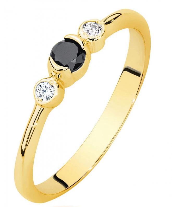 Prsten Bonore - Zlato 585 - Černý Diamant 0,12 Ct 93383