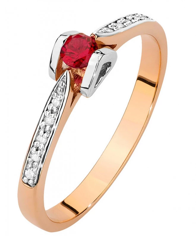 Prsten Bonore - Růžové Zlato 585 - Rubín 0,15 Ct 104782