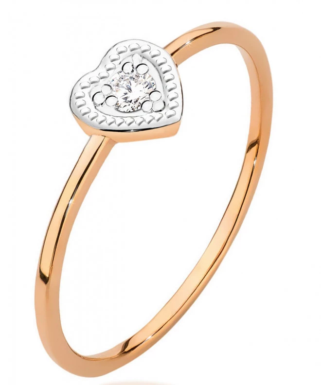 Prsten Bonore - Růžové Zlato 585 - Diamant 0,02 Ct 102715