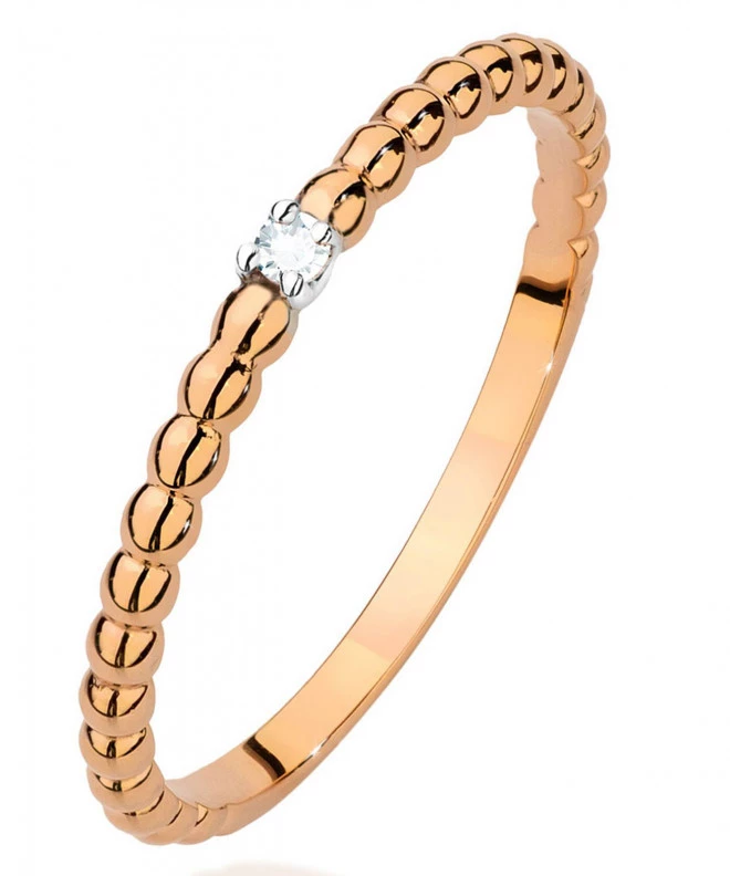 Prsten Bonore - Růžové Zlato 585 - Diamant 0,02 Ct 102711