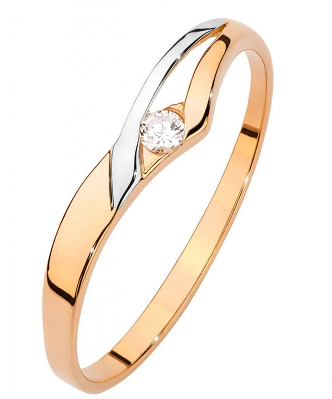 Prsten Bonore - Růžové Zlato 585 - Diamant 0,04 Ct 102712