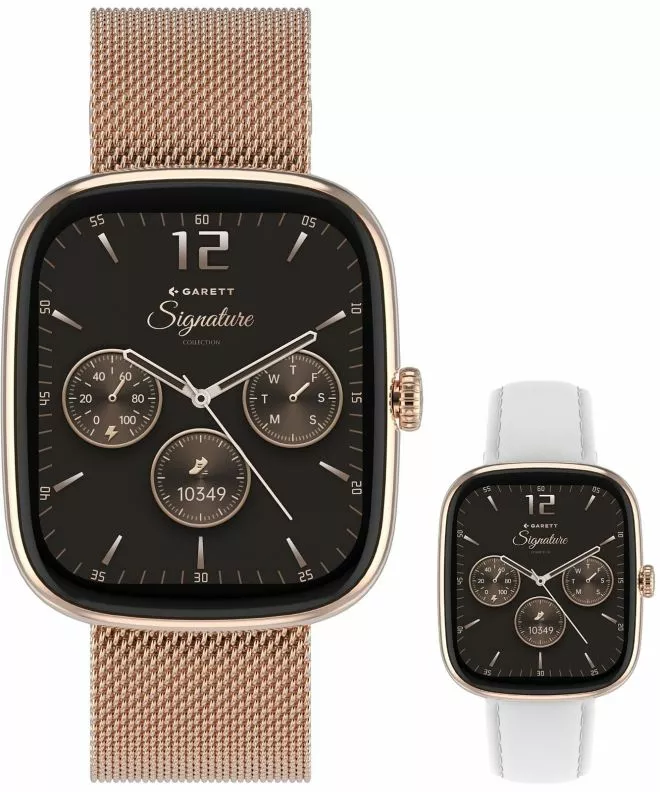 Chytré Hodinky dámské Garett Signature Flow Rose Gold Mesh SET 5904238485040