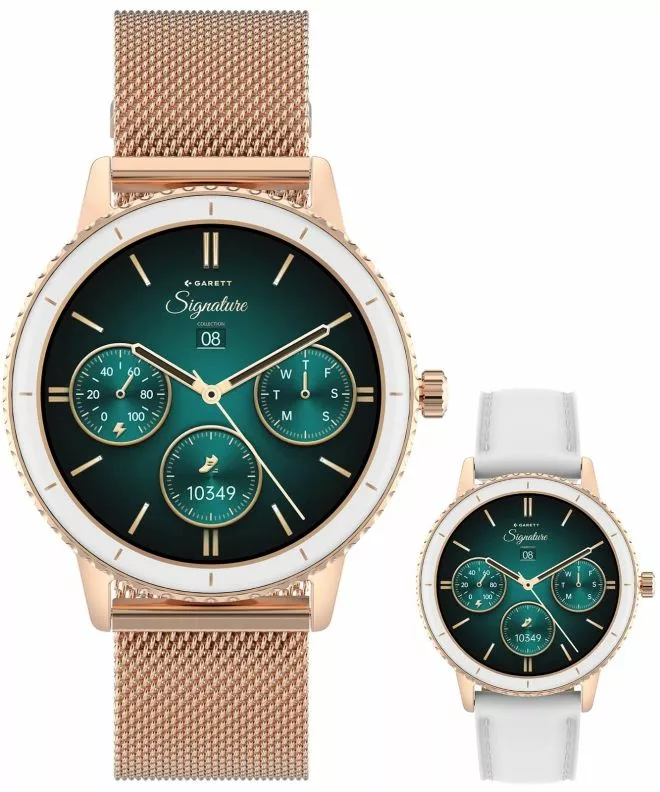 Chytré Hodinky dámské Garett Signature Grace Rose Gold Mesh SET 5904238485064