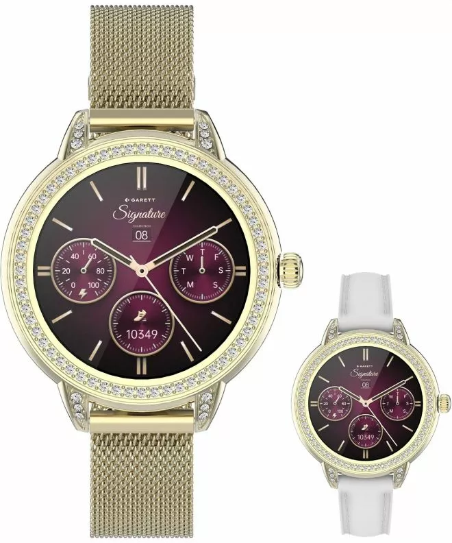 Chytré Hodinky dámské Garett Signature Stella Gold Mesh SET 5904238485125