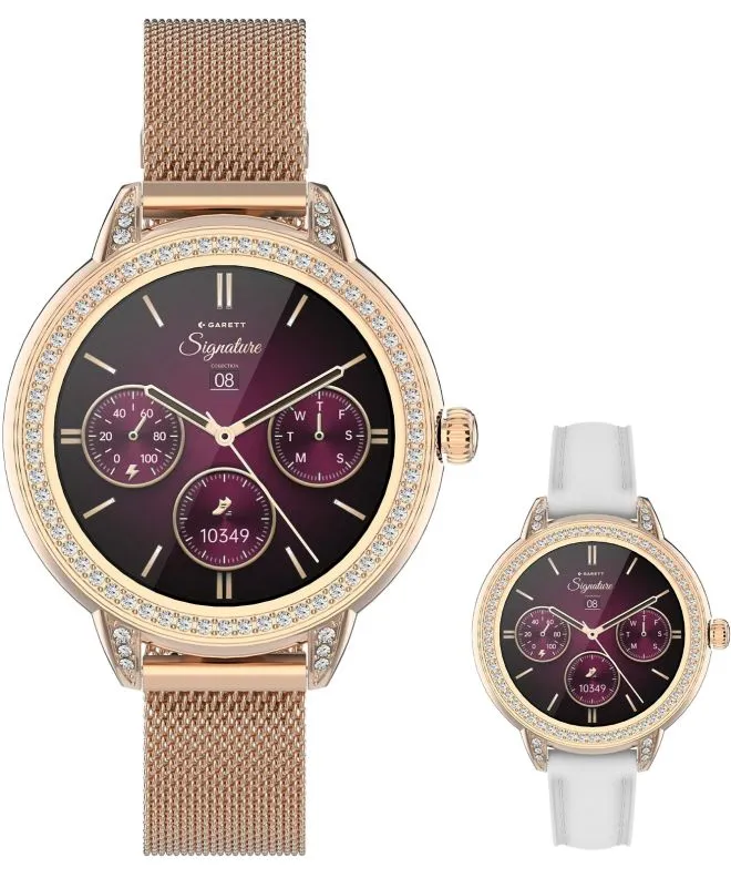 Chytré Hodinky dámské Garett Signature Stella Rose Gold Mesh SET 5904238485118
