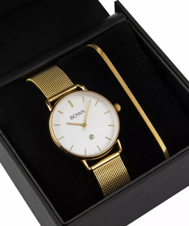 BOWA Milan White-Gold Mesh 34 Gift Set (hodinky + náramek) MI344-24-164M-419-03