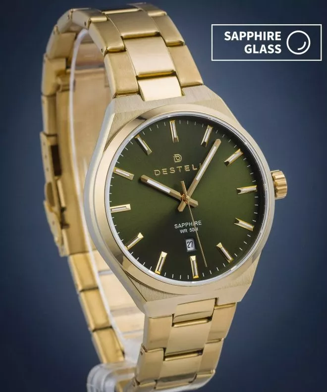 Hodinky DESTELL Aries Green Gold Steel Sapphire AR404-04-204S