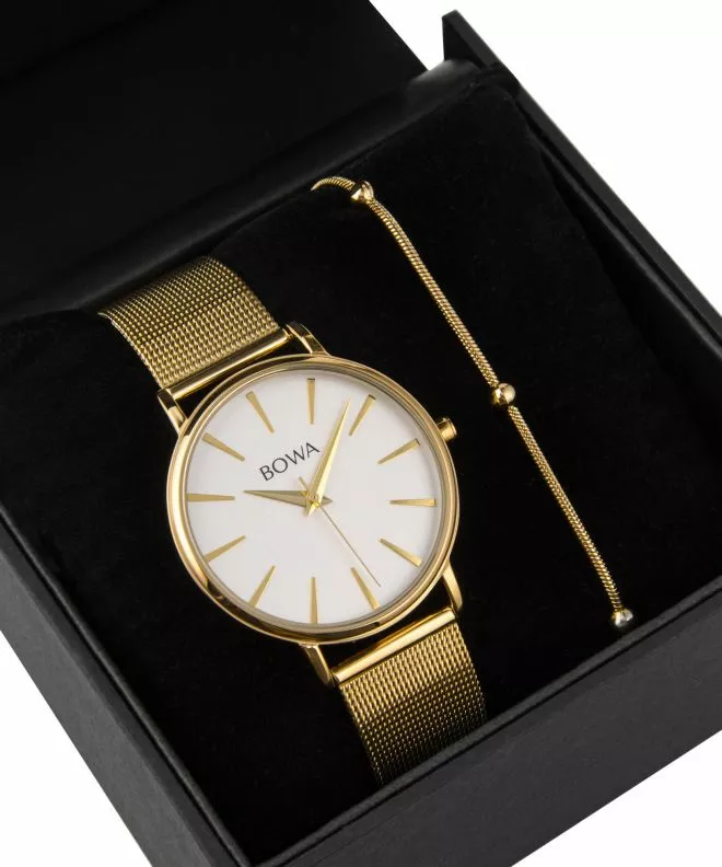 BOWA Praha Silver-Gold Mesh 38 Gift Set (hodinky + náramek) PH384-54-184M-419-04