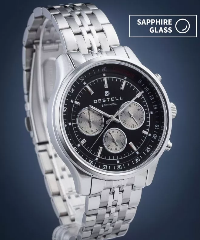 Hodinky DESTELL Circinus Black Silver Steel Chronograph Sapphire CR415-15-205J