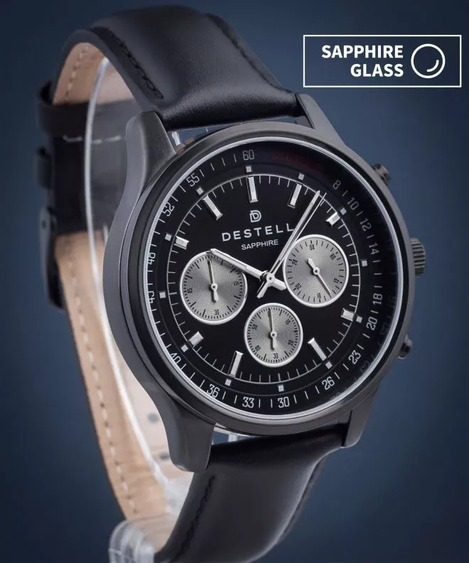 Hodinky DESTELL Circinus Full Black Leather Chronograph Sapphire CR411-15-201L