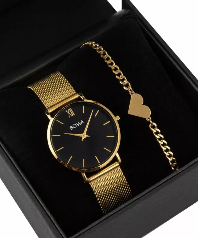 BOWA London Black-Gold 33 Gift Set (hodinky + náramek) LO334-14-164M-419-02