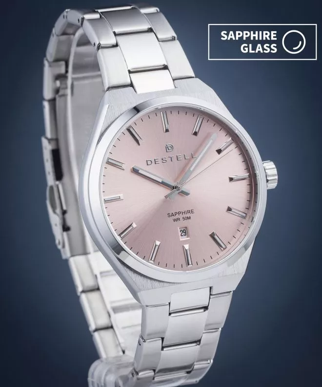 Hodinky DESTELL Aries Pink Silver Steel Sapphire AR405-125-205S