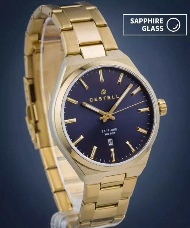 Hodinky DESTELL Aries Blue Gold Steel Sapphire AR404-34-204S