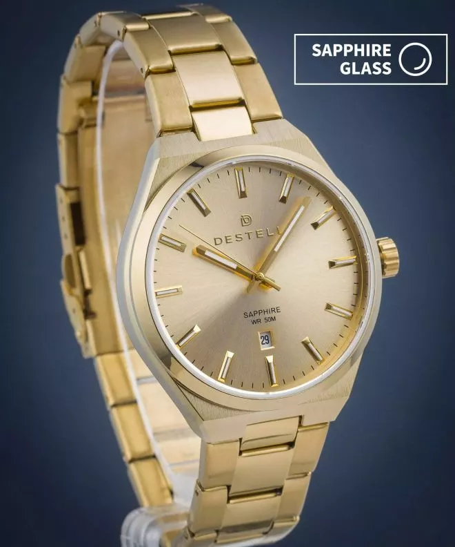 Hodinky DESTELL Aries Full Gold Steel Sapphire AR404-44-204S