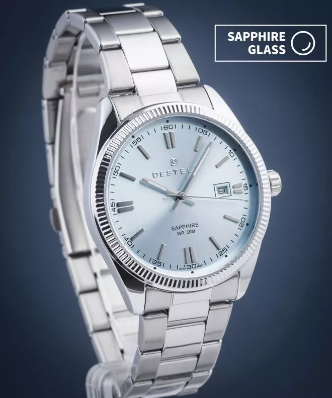 Hodinky DESTELL Loup Ice Blue Silver Steel Sapphire LU3855-95-205S