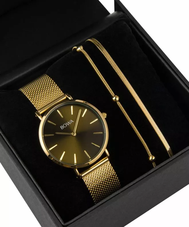BOWA New York Petite Green-Gold Mesh 34 Gift Set (hodinky + náramek) NY344-04-184M-419-01