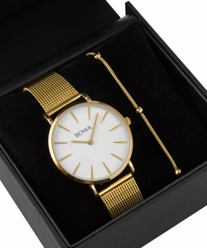 BOWA New York White-Gold Mesh 38 Gift Set (hodinky + náramek) NY384-24-184M-419-04
