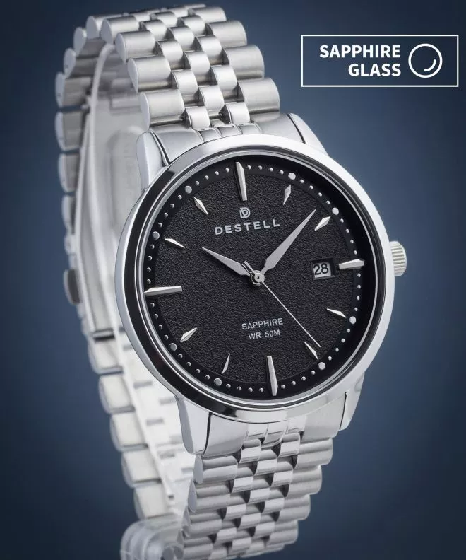 Hodinky DESTELL Pictor Black Silver Steel Sapphire PT405-15-205J