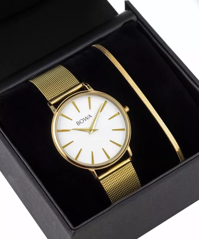 Hodinky dámské BOWA Praha White-Gold Mesh 38 Gift Set PH384-24-184M-419-03