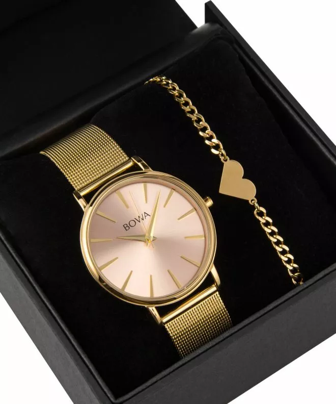 BOWA Praha Pink-Gold Mesh 38 Gift Set (hodinky + náramek) PH384-124-184M-419-02
