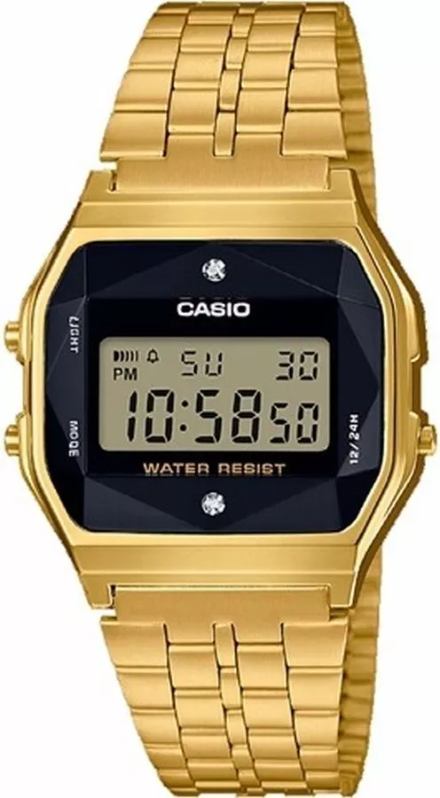 Dámské hodinky Casio Vintage Black and Gold with Diamond Limited A159WGED-1EF A159WGED-1EF