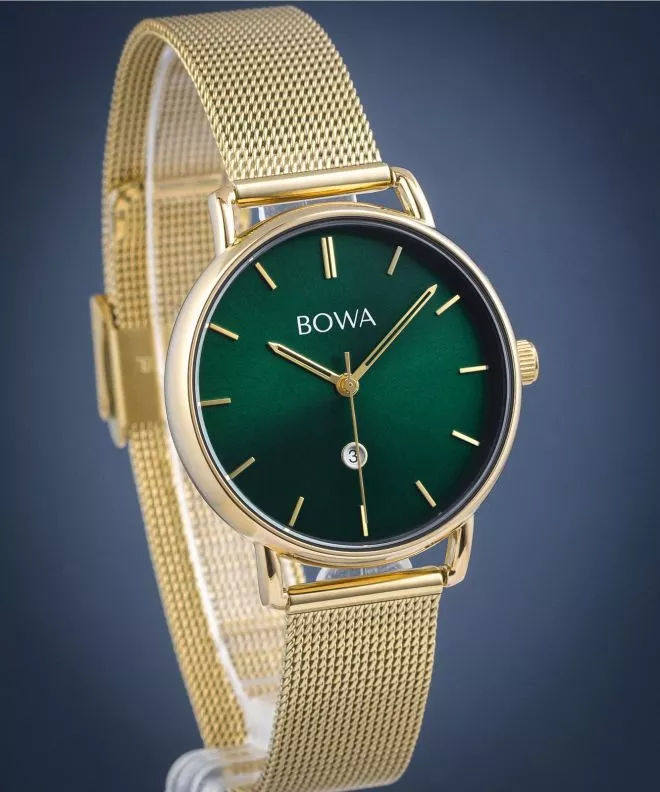 Hodinky BOWA Milan Green Gold Mesh 34 MI344-04-164M