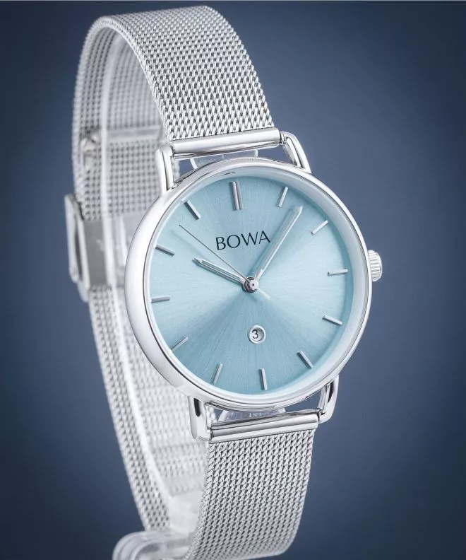 Hodinky BOWA Milan Ice-Blue Silver Mesh 34 MI345-95-165M