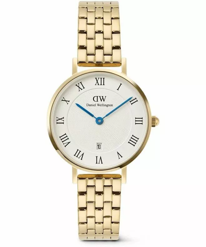 Hodinky dámské Daniel Wellington Petite Roman Numerals Date 5-link Gold DW00100857