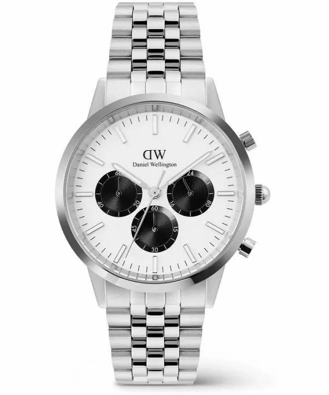 Hodinky pánské Daniel Wellington Iconic Arch 5-Link Off- White Panda Silver Chronograph DW00100872