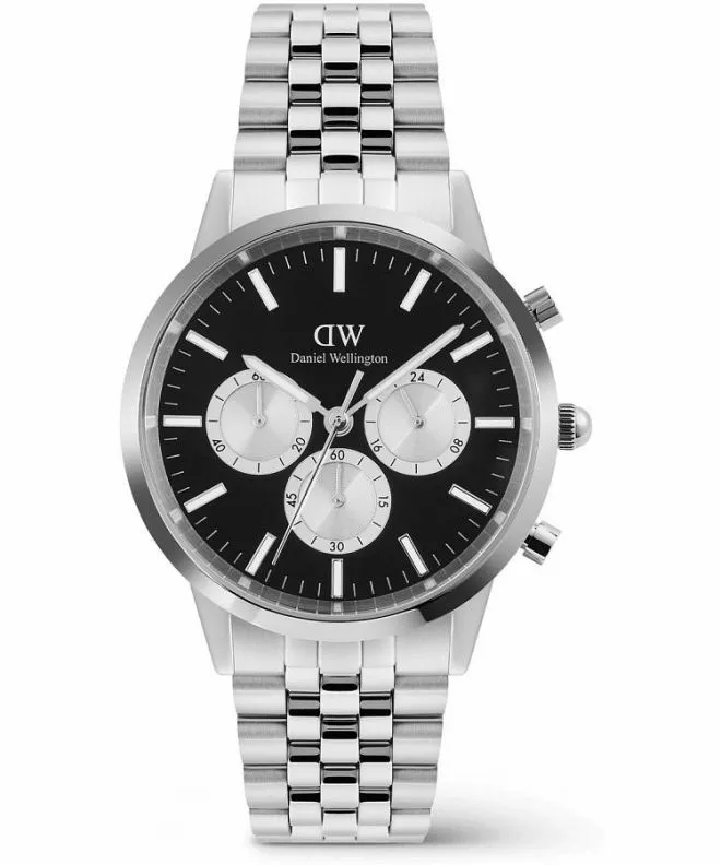 Hodinky pánské Daniel Wellington Iconic Arch 5-Link Onyx Panda Silver Chronograph DW00100873