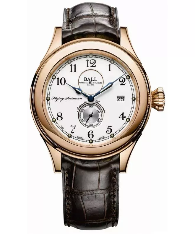 Hodinky pánské Ball Trainmaster Flying Scotsman 18K Gold Limited Edition NM2198D-PG-LCJ-WH