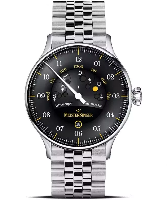 Hodinky MeisterSinger Astroscope Black/Yellow Automatic Limited Edition S-AS902Y_MGB20