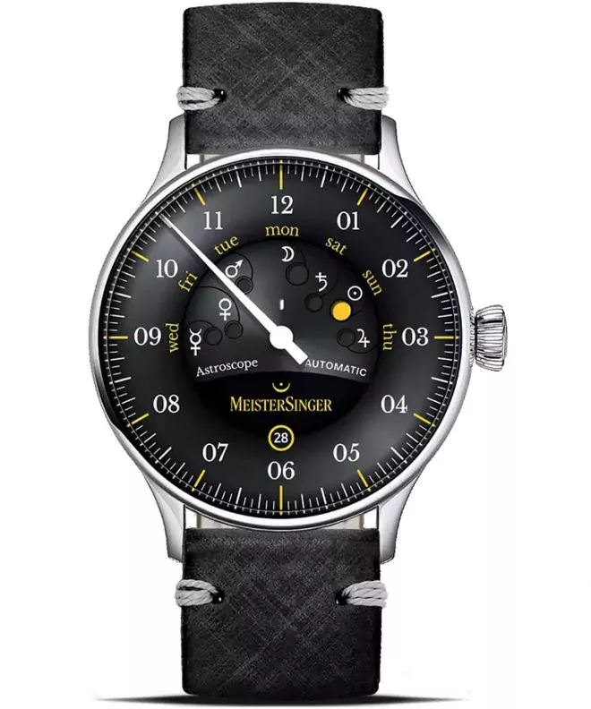 Hodinky MeisterSinger Astroscope Black/Yellow Automatic Limited Edition S-AS902Y_SVSL01