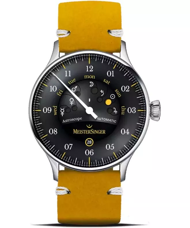Hodinky MeisterSinger Astroscope Black/Yellow Automatic Limited Edition S-AS902Y_SVSL018