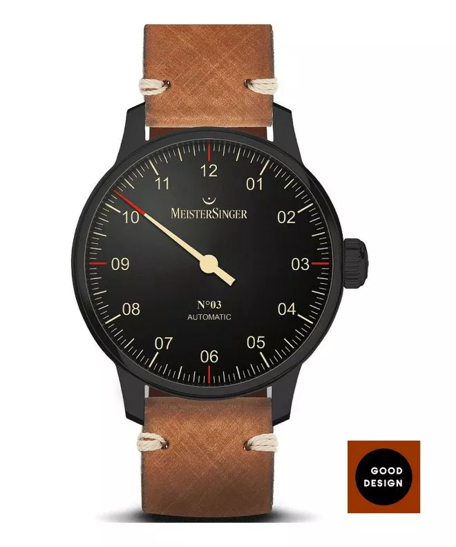 Pánské hodinky Meistersinger N°03 Black Line Automatic AM902BL_SVSL03 AM902BL_SVSL03