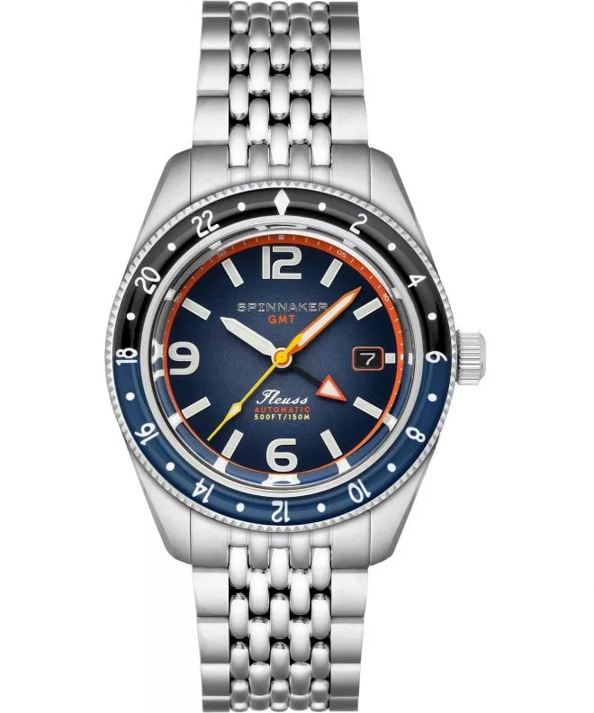 Spinnaker Fleuss GMT SP-5120 - Orologio automatico da uomo, 43 mm, con cinturino in acciaio inox massiccio, Grigio scuro