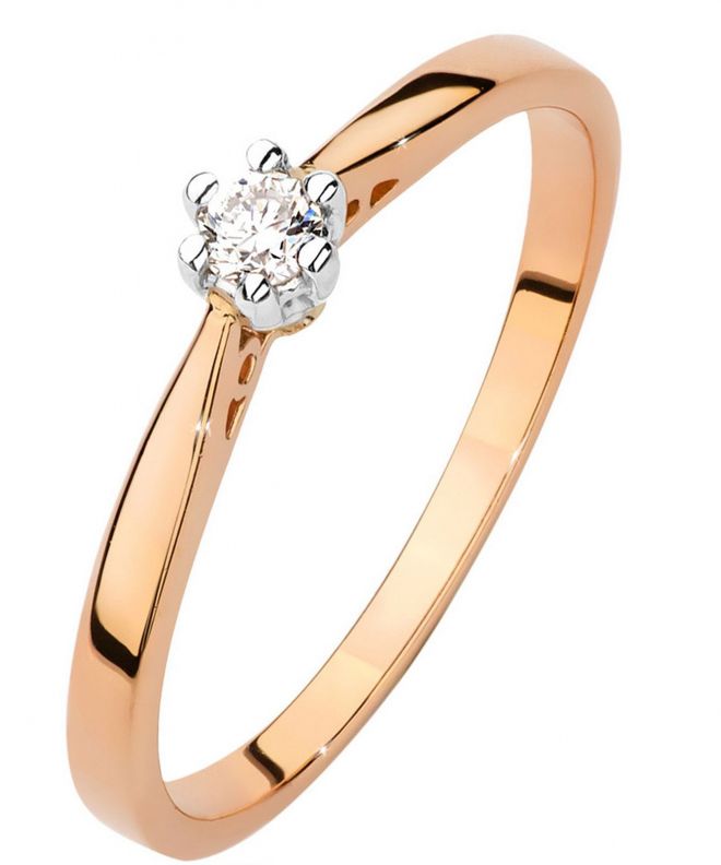 Prsten Bonore - Růžové Zlato 585 - Diamant 0,08 Ct