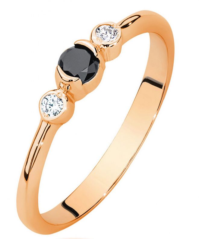 Prsten Bonore - Růžové Zlato 585 - Černý Diamant 0,12 Ct