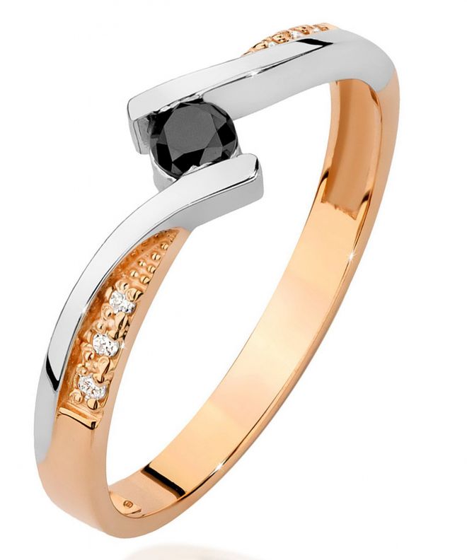 Prsten Bonore - Růžové Zlato 585 - Černý Diamant 0,12Ct Ct