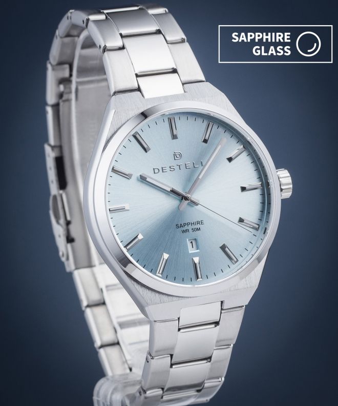 Hodinky DESTELL Aries Ice Blue Silver Steel Sapphire AR405-95-205S