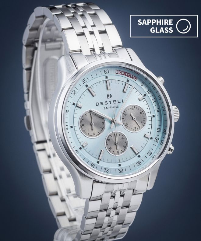Hodinky DESTELL Circinus Ice Blue Silver Steel Chronograph Sapphire CR415-06-205J