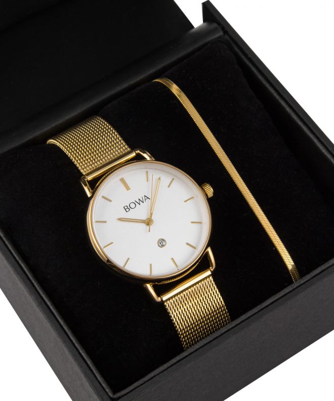 BOWA Milan White-Gold Mesh 34 Gift Set (hodinky + náramek) MI344-24-164M-419-03