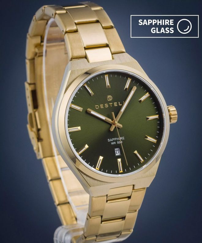 Hodinky DESTELL Aries Green Gold Steel Sapphire AR404-04-204S